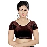 themilestocks Women's Velvet Blouses Readymade Gold Stretchable Saree Crop Top Choli Free Size Sparkling