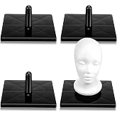 AceOrbit 1 Pcs Foam Mannequin Wig Head Stands, Black, Plastic | Non Topple Wig Head Base for Tabletop Display, Cosmetology Manikin Styling Holder for Style Model, Hairpieces, Mask, Salon