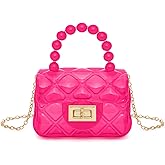 AUGUST 18 Little Girls Mini Jelly Purse Candy Color Transparent Small Crossbody Bag Cute Princess Handbags with Bead Handle For Toddler Kids (Red)