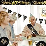 Yontree 14 Pieces 60th Birthday Decorations Kit Gold Black Banner Confetti view 6