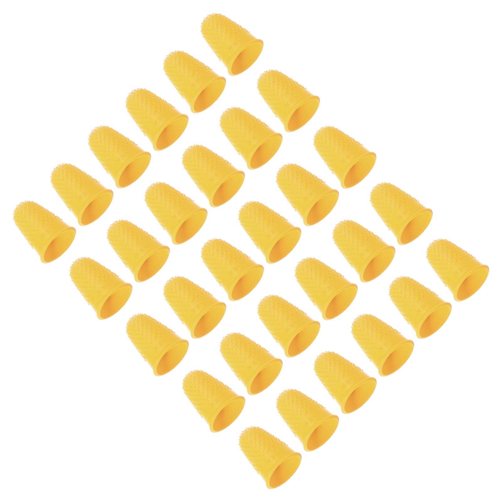 PATIKIL Rubber Finger Tips, 30 Pack Silicone Thumb Fingertip Protector Finger Cots Covers Guard Pads Thimble Grips for Office Counting Sewing, Yellow L Size