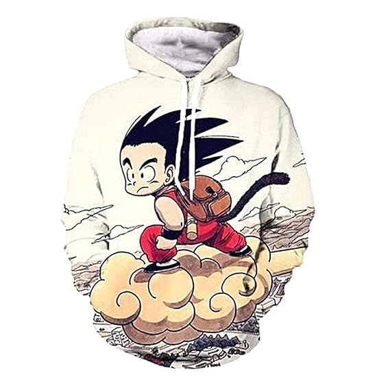 Dragon Ball Son Goku Sweatshirt Anime Unisex Lange Ärmel Kapuzenpullover Jacke Weiß XXL
