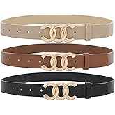 Pettata Women Belt for Jeans Dress Cinch Waist Belt for Ladies Faux Leather Belt with Gold Buckle