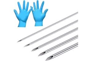 JIESIBAO Mixed Piercing Needles, 12G 14G 16G 18G 20G Disposable Sterile Stainless Steel Hollow Piercing Needles for Ear Nose Septum Belly Tongue Eyebrow Nipple Lip Piercing