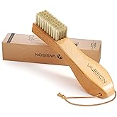 VASSON Natural Soft Boar Bristle Laundry Stain Brush, Laundry Scrub Brush,Laundry Brush for Stains on Clothes, Gentle Stain Remover for Knits, Cotton, and Linens