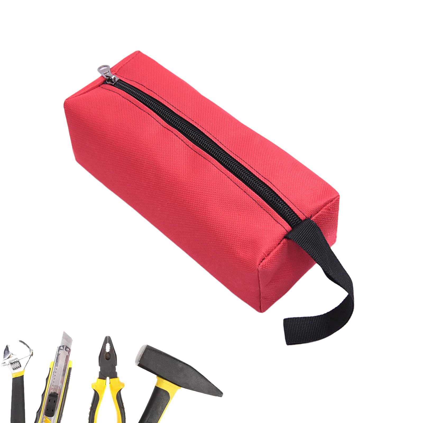 1PC Multipurpose Tool Bag, Zipper Tool Pouch Waterproof with Hanging Rope, Oxford Cloth Tool Pouch Bag for Organising Screwdrivers Wrenchs Pliers Brushes, Large, Red