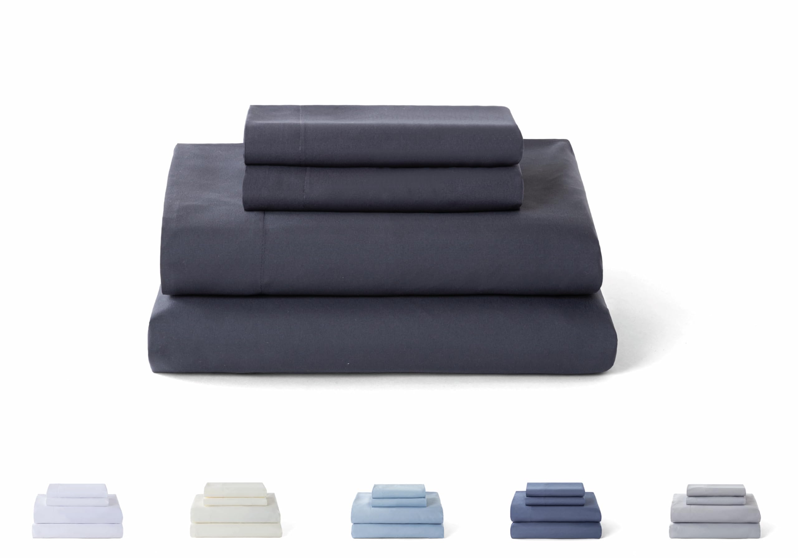 Todocama – 4-Piece Bedding Set – 5003 – Fitted Sheet – Top Sheet – Two Pillowcases 50 x 80 cm (Bed 90 x 190/200 cm, Dark Grey)