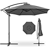 Best Choice Products 10ft Offset Hanging Market Patio Umbrella w/Easy Tilt Adjustment, Polyester Shade, 8 Ribs for Backyard, Poolside, Lawn and Garden - Gray