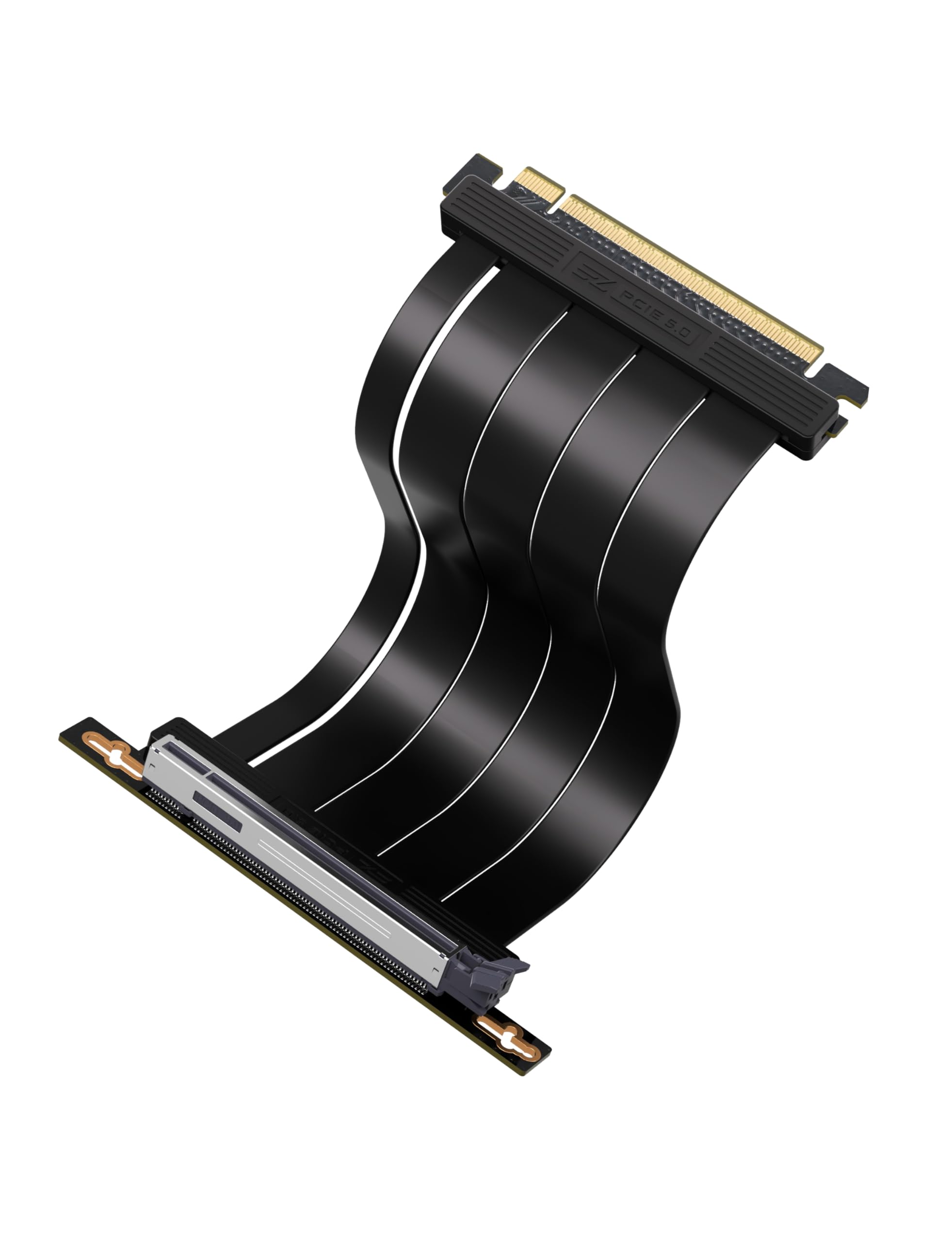 Photo 1 of EZDIY-FAB PCIe 5.0 X16 Riser Cable,128GB/s Bandwidth, for RTX 50/40 & RX 9000/7000 GPUs, PCIe Extension Card, Backward Compatible with PCIe 4.0/3.0,Vertical GPU MountRight Angle-20cm,Black