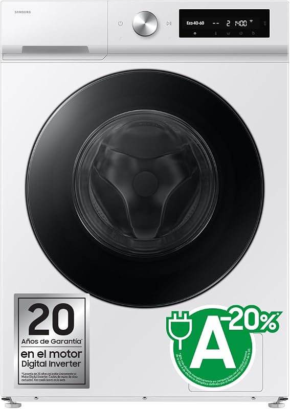 WW11DB7B34GWU3, Lavatrice AI EcoBubble, 11 kg, Efficienza Energetica A-20%, con SmartThings, Intelligenza Artificiale e Programma Super Speed 39, Bianco