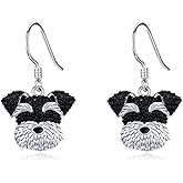 Schnauzer Dog Dangle Drop Earrings for Women 925 Sterling Silver Cute Dog Earrings Animals Earrings for Senstive Ears Pet Jewelry Schnauzer Gifts for Women Daughter