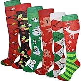 Different Touch Girls Knee High Socks, Holiday and Novelty Designs, 6 Pairs
