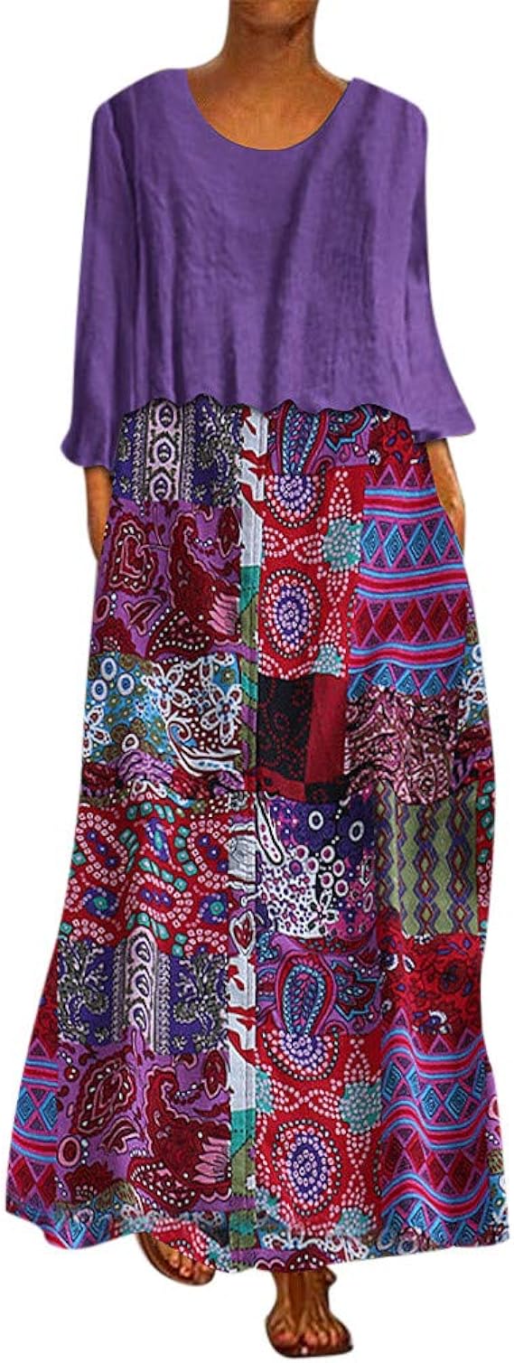 Amazon 秋冬 40代 レディース ワンピース 秋冬 1500円以下 レディースファッション 秋ワンピース おしゃれ 魅力 ゆったり ファッション 花柄 スカート ドレス 体型カバー 女性 エスニック柄 長袖 ツーピース ドレス シンプル 普段着 ワンピース チュニック 通販