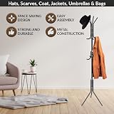 1ABOVE Metal Coat Rack with 12 Hooks, Freestanding, 67 Inch Black view 5