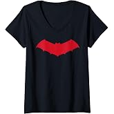 Womens DC Comics Batman Red Chest Logo V-Neck T-Shirt
