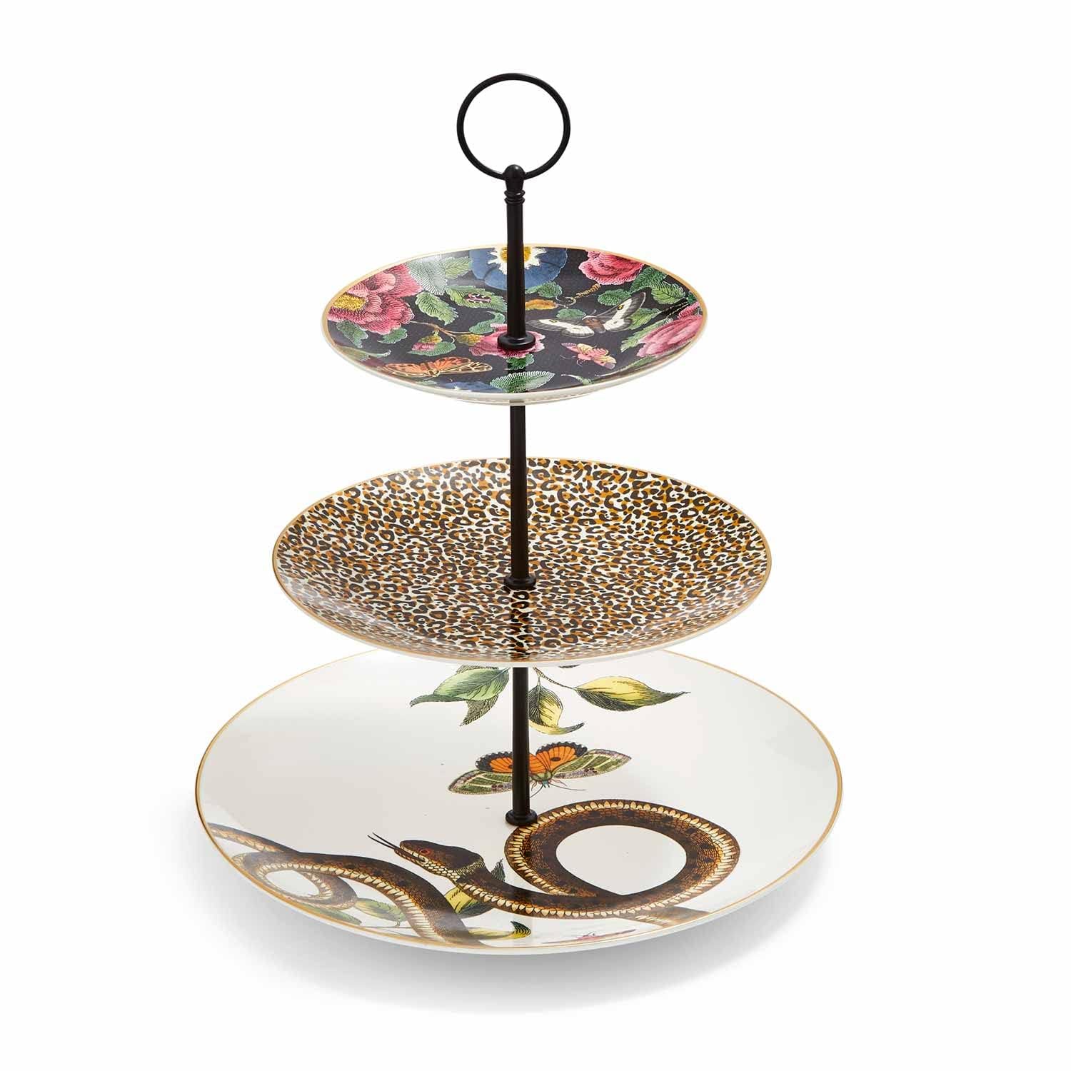 Spode x Creatures of Curiosity 3 Tier Cake Stand - Fine China Dessert Stand with 22-Carat Gold Detailing, Ceramic Dessert Display, Suitable for Serving Cakes, Pastries, and Afternoon Tea