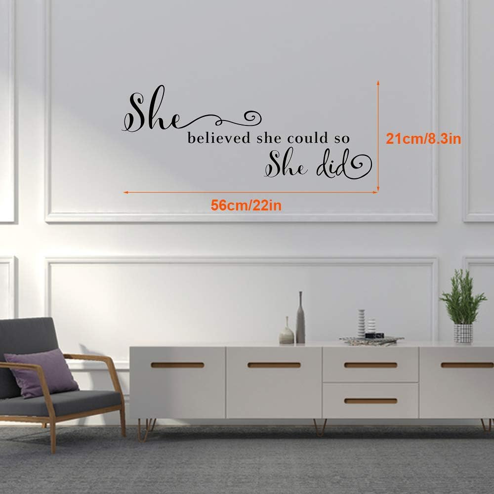 She Believed She Could So She Did Wall Art, Inspirational Decal Quote Saying, Motivational Home Decor, Encouragement Stickers - Image 3
