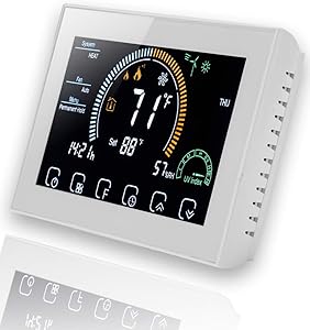 BecaSmart WI-FI Thermostat - Compatible Heat Pump and Air Conditioning Touch Programming Control - Suitable for Mobile Phone Remote Control Work with Alexa,Google Home,IFTTT (8000 Serise, White)