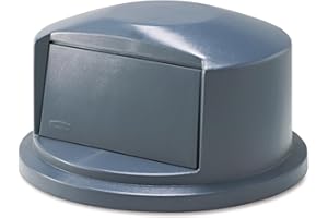 Rubbermaid Commercial Products Heavy-Duty Brute Dome Swing Top Door Lid Plastic Gray Compatible with the 32-Gallon Waste/Util