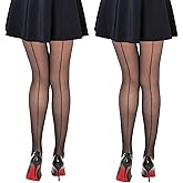 Aaronano Backseam Sheer Tights for Women 2 Pairs Seamed Nylon Pantyhose High Waist Stockings 20 Denier