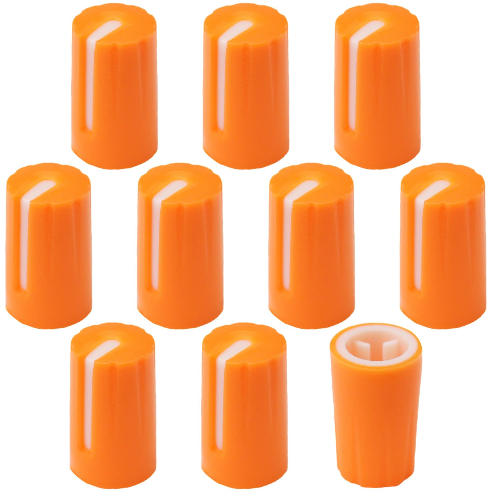 6mm D-Shaft Hole Slim Colour Body Control Knob with Recessed Position Indicator Pack of 10 (Orange)