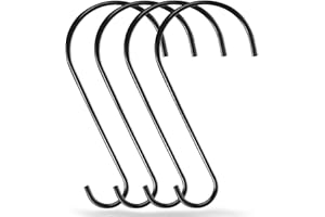 Dreecy 12-Inch Tree Branch Hooks, 4 Pack Extra Large S Hooks for Hanging Plants, Heavy Duty Bird Feeder Hook for Hanging Plants, Black Bird Feeder Hangers for Outside, Lanterns and Ornaments