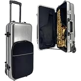 ModouString Alto Sax Case Hard Shell with Wheels,Shoulder Strap Carbon Fiber Sax Case Lightweight Durable