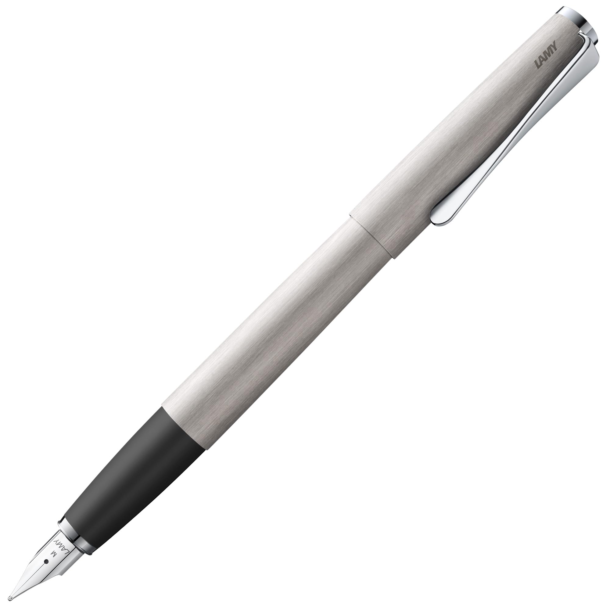 Lamy studio brushed - Fountain Pen in elegant metal body - steel nib, partially platinum-plated & in nib size B - incl T 10 blue ink cartridge