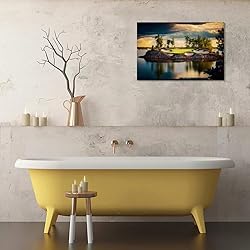 chenchenArt Sunset Landscape Golf Course Wall Art