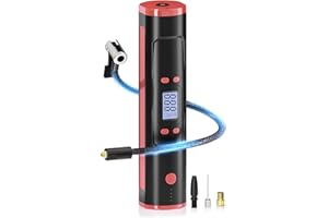 OFISPEED Tire Inflator Portable Air Compressor, Bike Pump, 150PSI Cordless Air Compressor with LCD Screen and Auto Shut-Off, Air Pump with Pressure Gauge for Bicycle, Motorcycle, Compact Car, Ball(Red)
