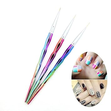 Nail Art Pens Amazon amazon com aolvo nail art pens 3 pcs nail liner brushes nail polish brush pen silicon gel nail curving pen drawing tips manicure nail art diy tools