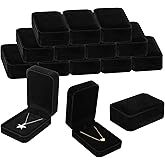 12 Pcs Necklace Pendant Box Velvet Jewelry Storage Display Case Ring Earring Pendant Jewelry Boxes Pearl Necklace Holder Gift Boxes for Christmas Wedding Engagement Birthday Anniversary(Black)