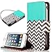 Pandamimi ULAK(TM) PU Leather Magnet Wallet Creadit Card Holder Flip Stand Chevron Waves Pattern Case Cover for Apple iPhone 5S 5 5G with Screen Protector and Stylus