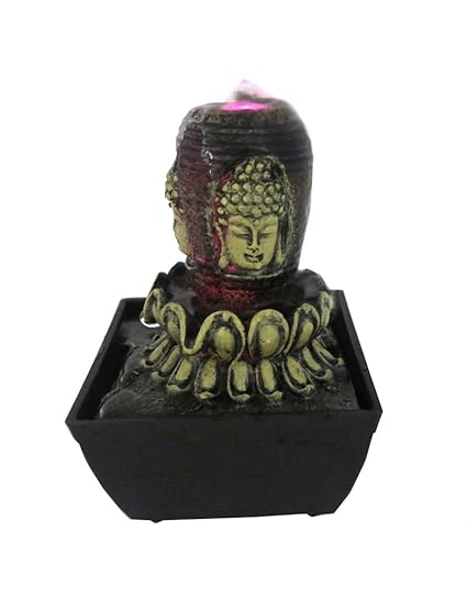 Importwala Budha Head on Flower Battery Operated Indoor Decorative Water Fountain with Multicolor LED Light for Home Decor/ Table/Office/ Living Room/ Gifts (Dimensions: 12.75*12.75*18 cm)