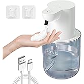 SZSENYEIJIA Automatic Foaming Soap Dispenser Touchless Rechargeable 13.53oz/400ml with Wall Mount and 4-Level Adjustable Electric Foam Soap Dispenser, Hand, Hands Free, Bathroom, Kitchen (White)