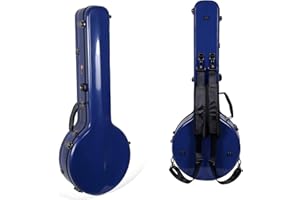 Crossrock Case - Fiberglass Banjo Case - Fits 5-String Resonator Styles - Padded Straps, Interior Compartment, Fixed & Removable Padding - Includes TSA Lock - Navy Blue