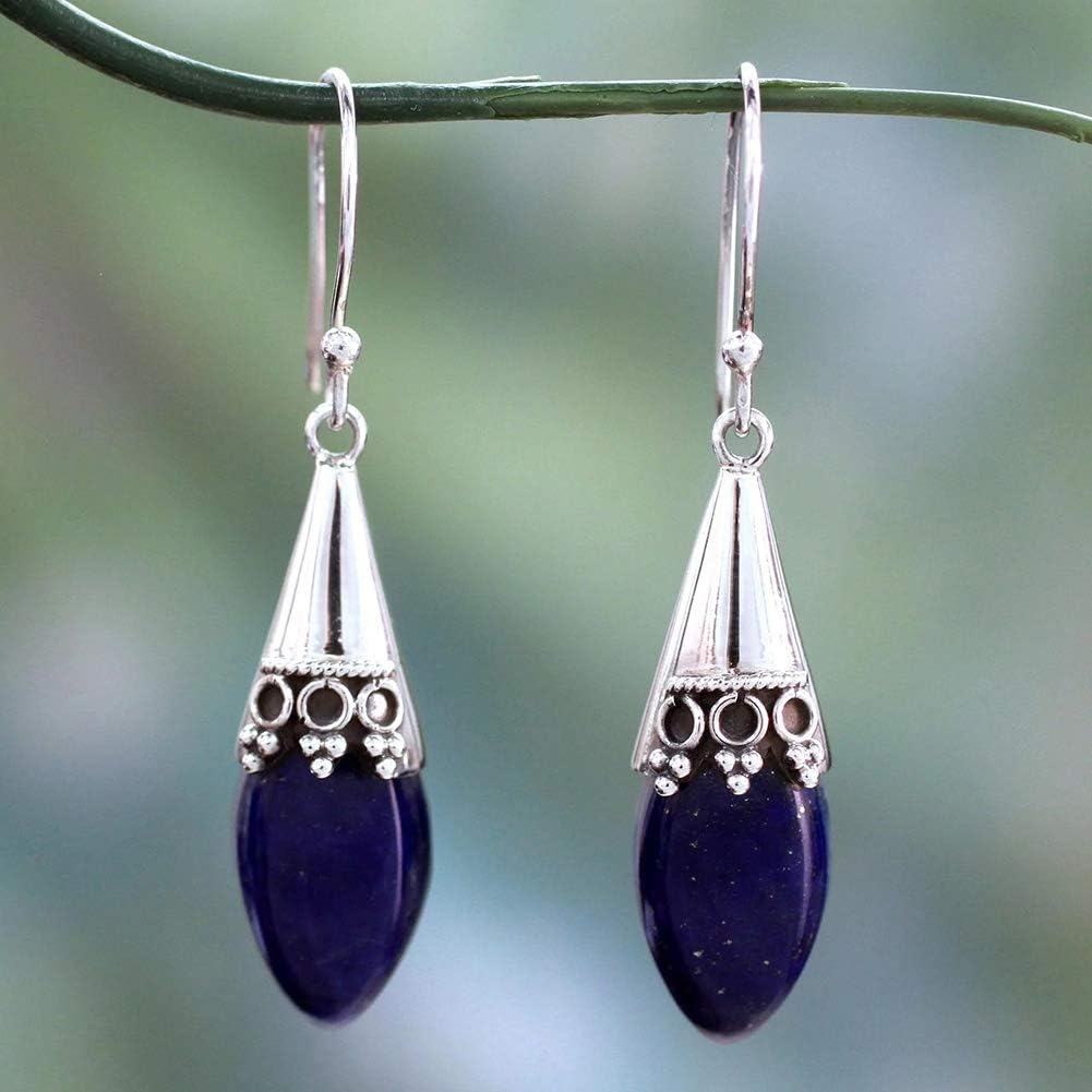 Muzhili3 Women's Earrings Vintage Drop Pendant Faux Celestite Dangle Hook Earrings Jewelry - Sapphire Blue