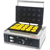 LHTSNA Commercial 1550W Electric Egg Tart Crust Making Machine,15pcs Egg Tart Shell Pie Crust Pressing Machine,Non-Stick,Stainless Steel Waffle Iron Machine for Restaurant Bakeries