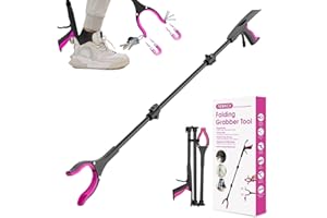 REWKCY Grabber Reacher, 43" Long Grabbers for Elderly Grab It Reaching Tool Heavy Duty with Shoe Horn, 360° Rotating Jaw + 2 Magnets Trash Picker Grabber Tool