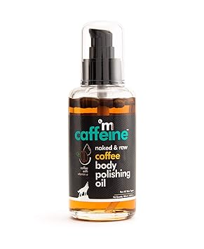 mCaffeine Naked & Raw Coffee Body Polishing Oil | Nourishing | Olive Oil, Vitamin E | All Skin | Mineral Oil Free | 100 ml