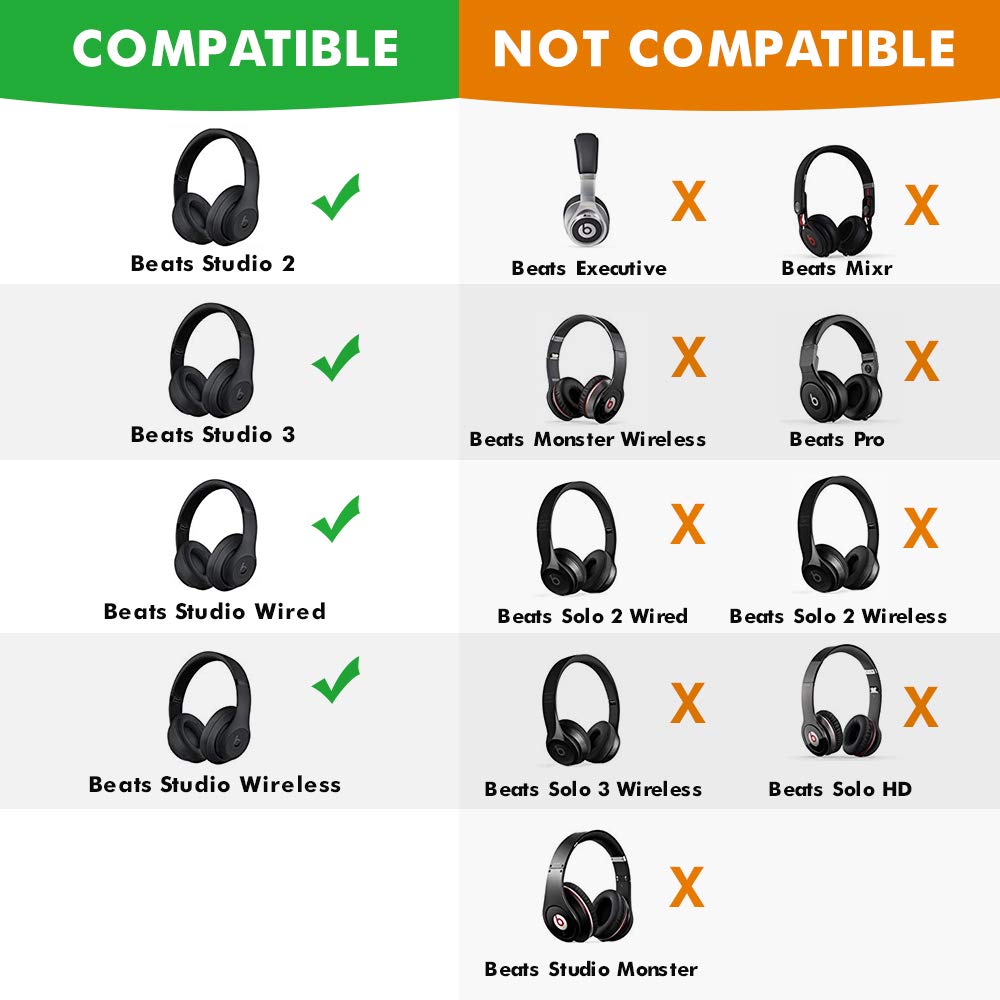 Beats Studio Replacement Ear Pads by Haino- Extreme Comfort Beats Cushions Replacement kit Noise Isolation Adaptive Memory Foam Ear Cover for Beats Studio 2.0 & 3.0 Wired/Wireless B0500 / B0501