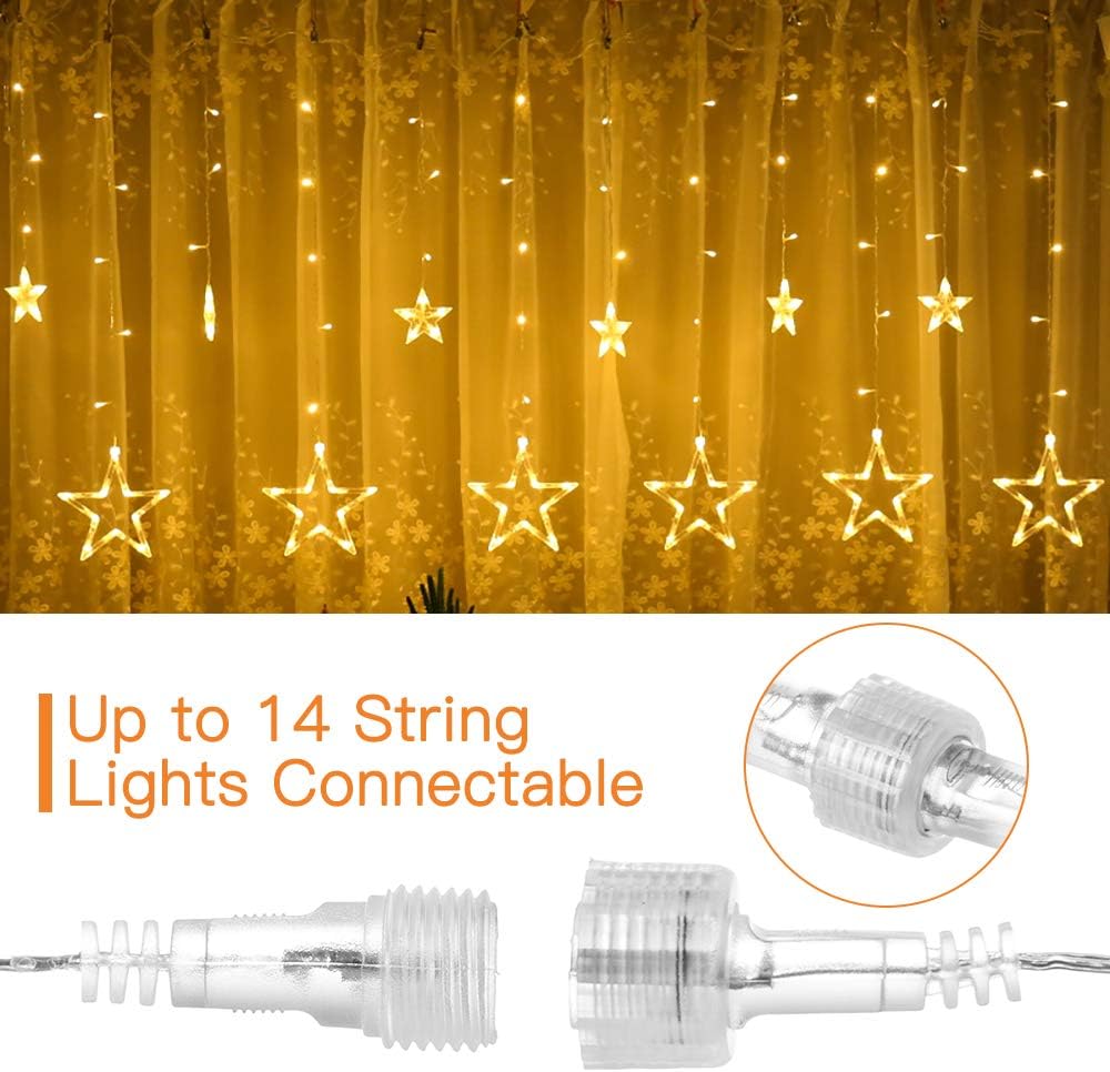 GlobaLink Christmas Star Curtain Lights, 12 Stars 138LED Connectable Star Window Lights - Image 5