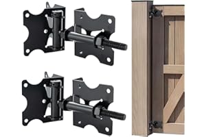 HOME MASTER HARDWARE Self Closing Gate Hinges, Heavy Duty Gate Hardware Vinyl Door Closer Hinges, 90 Degree Adjustable Gate Hinges with Swing Adjustment Tool for Vinyl/Wooden Fence, 2 Pack, Black