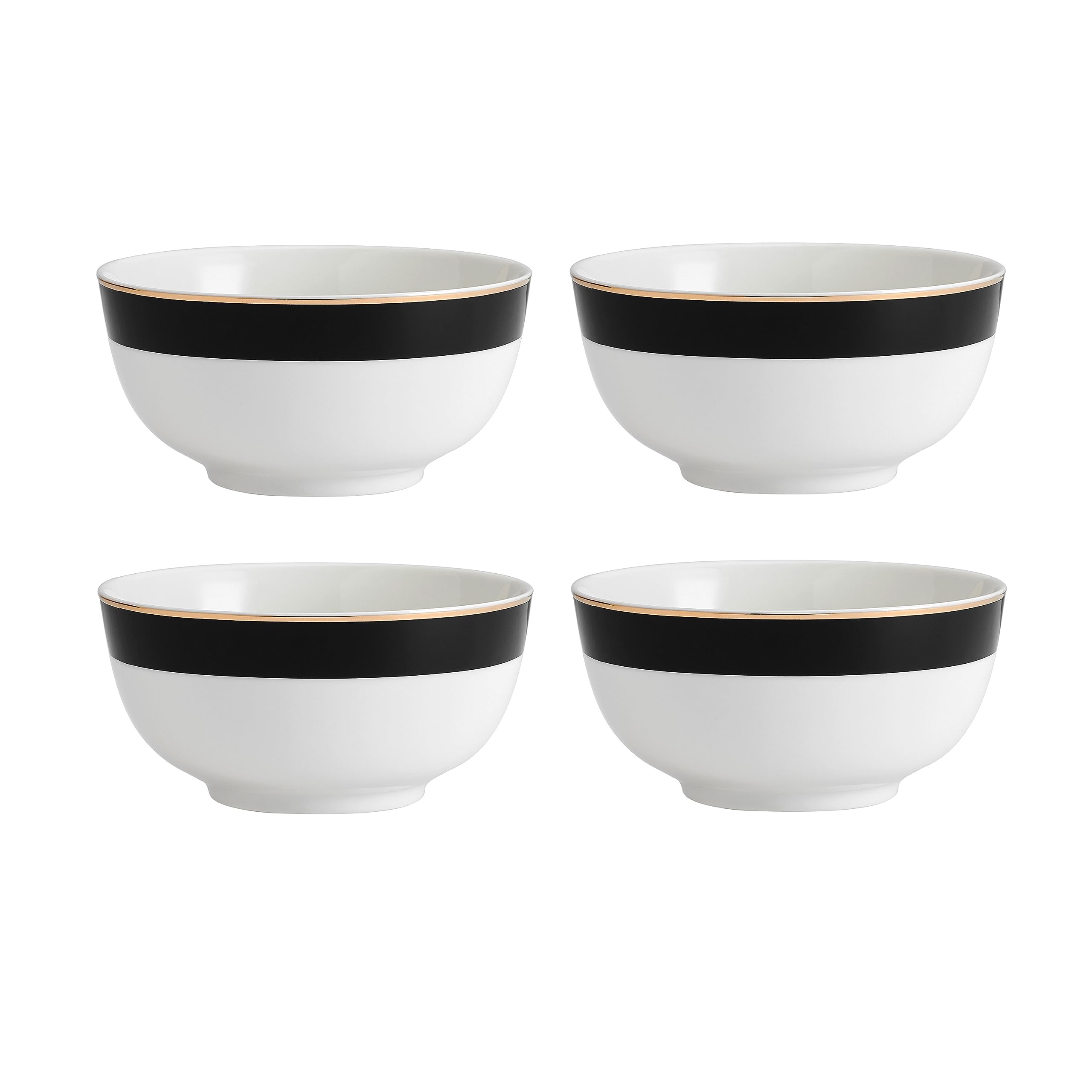 MIKASA Luxe Deco 4pc Fine China Cereal Bowl Set, 14cm, Gift Boxed
