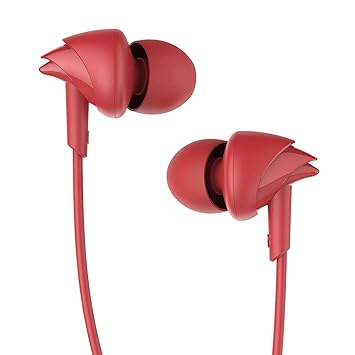 boAt BassHeads 100 in-Ear Wired Earphones with Super Extra Bass, in-line Mic, Hawk Inspired Design and Perfect Length Cable (Furious Red)