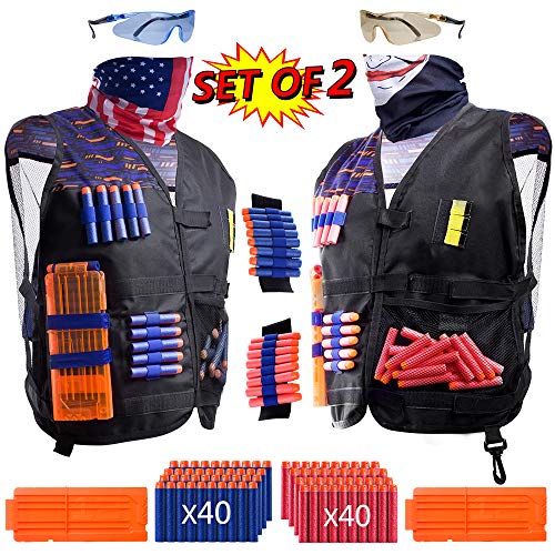 2 Pack Kids Tactical Vest Kit for Toy Guns War: 'Patriot VS Avenger', 2 Set Accessories Compatible with Nerf Guns N-Strike Elite Series by Hely Cancy