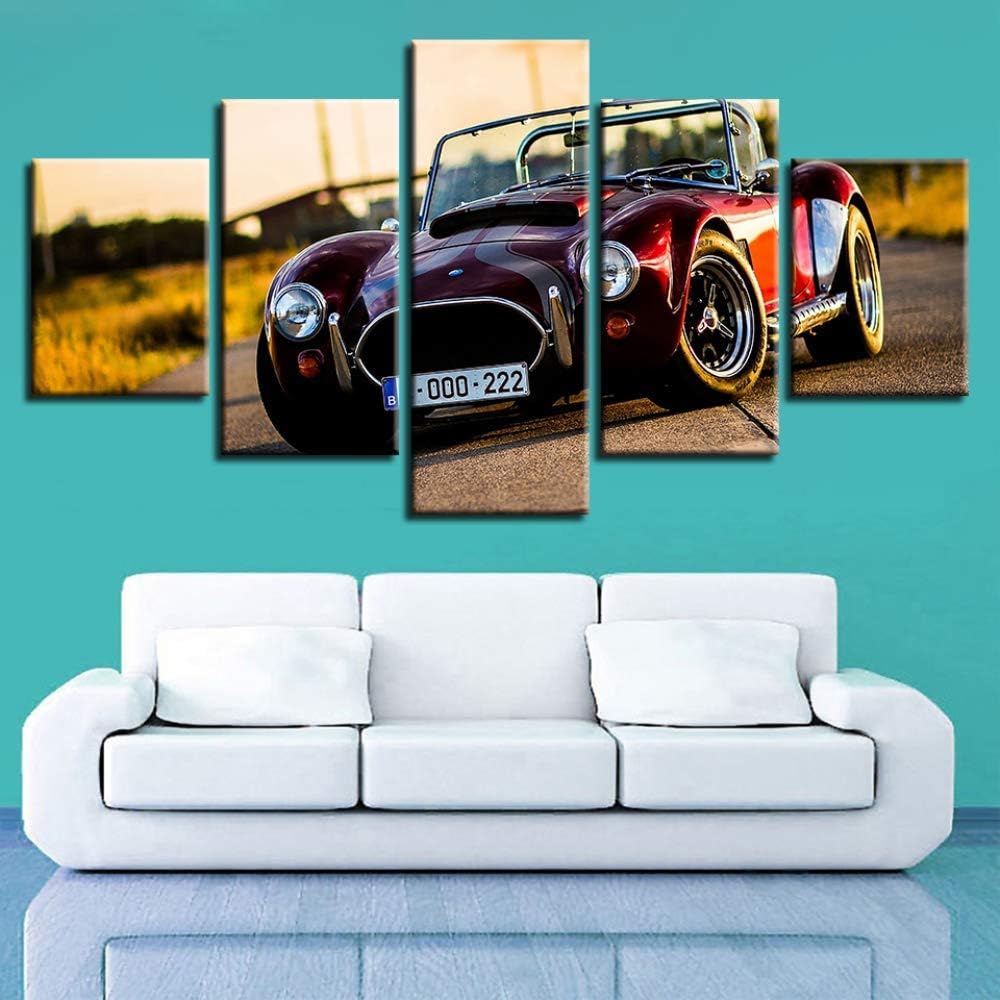 Amazon.com: ZOEOPR Wall Art Wide Angle 5 Panel Red Sports Car HD