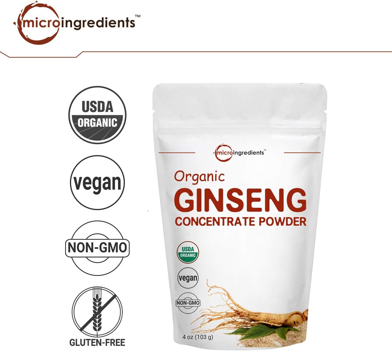 Maximum Strength Organic Ginseng Root 200:1 Powder, 4 Ounce, Red Panax Ginseng Powder, Active Ginsenosides to Support Energy, Immune System, Mental Health & Physical Performance, Vegan: Health & Personal Care