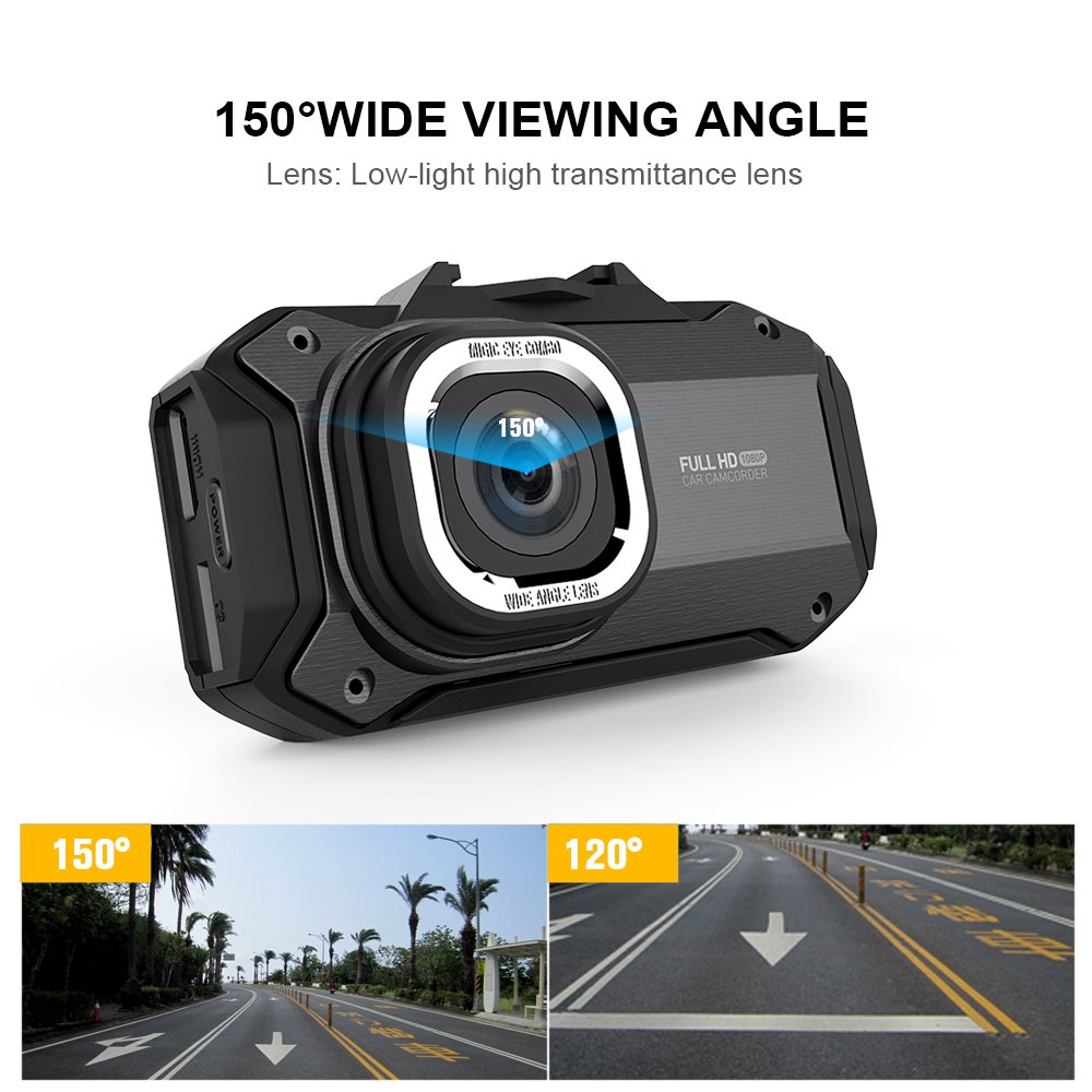 MERRiLL Dash Cam for Car 150° Wide Angle 12 Megapixel 1080P 2.7 inch with Parking Monitor, Night Vision, Loop Recording, G-sensor, 32G SD Card