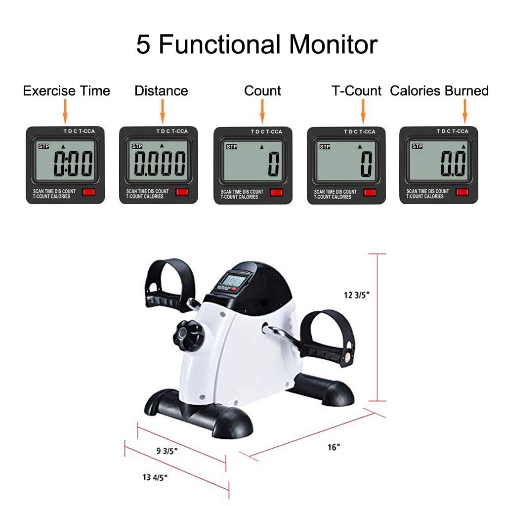 EXEFIT Mni Exercise Bike Pedal Exerciser Stationary Peddler with Digital LCD Monitor …